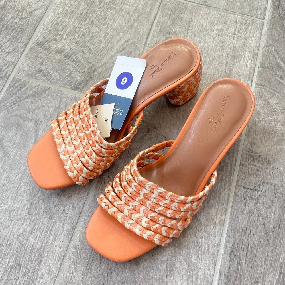 NWT Universal Thread Rachel Pink Straw Chunky Heel Mule Size 6 Woman's